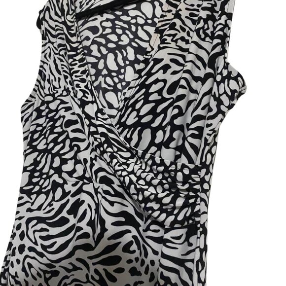 Anne Klein Animal Print Wrap Ruched Style Sleeveless Top - Picture 6 of 13